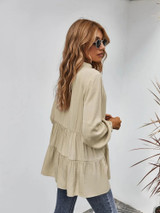 Fifth Avenue Womens Peplum Button Detail Stitched Western Top FAWWT27 - COW