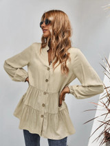 Fifth Avenue Womens Peplum Button Detail Stitched Western Top FAWWT27 - COW