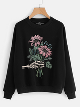 Fifth Avenue DIFT200 Floral Hand Vector Printed Sweatshirt - Black