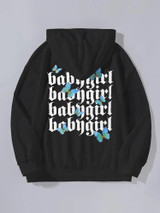 Fifth Avenue DIFT211 Babygirl Print Hoodie - Black