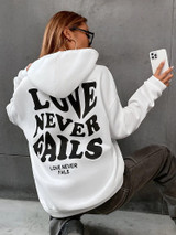 Fifth Avenue DIFT212 Love Never Fails Print Hoodie - White