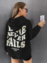 Fifth Avenue DIFT212 Love Never Fails Print Hoodie - Black