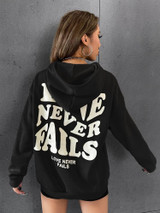 Fifth Avenue DIFT212 Love Never Fails Print Hoodie - Black