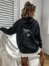 Fifth Avenue DIFT213 Butterfly Print Hoodie - Black