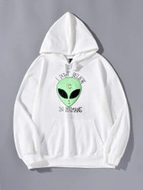 Fifth Avenue DIFT224 Alien Print Hoodie - White