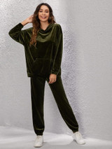 Fifth Avenue Womens Oversized Velvet Hoodie and Pants Co-Ord Set FAVELC18