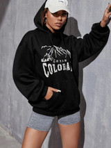 Fifth Avenue DIFT227 Colorado Print Hoodie - Black