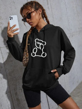 Fifth Avenue DIFT230 Bear Print Hoodie - Black