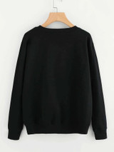 Fifth Avenue DIFT232 Leopard Heart Printed Sweatshirt - Black