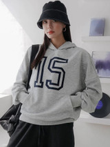 Fifth Avenue DIFT241 Number Print Hoodie - Grey