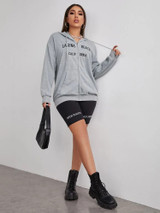 Fifth Avenue DIFT269 Laguna Beach Print Zip Hoodie - Grey