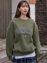 Fifth Avenue DIFT281 Sunday University Printed Sweatshirt - Khaki Green