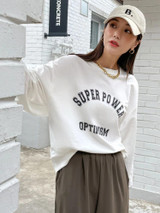 Fifth Avenue DIFT283 Super Power Optimism Printed Sweatshirt - White