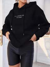 Fifth Avenue DIFT289 All Roads Lead To Rome Print Hoodie - Black