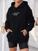 Fifth Avenue DIFT289 All Roads Lead To Rome Print Hoodie - Black