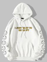 Fifth Avenue DIFT293 Happy Print Hoodie - White