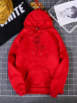 Fifth Avenue DIFT305 Floral Print Hoodie - Red