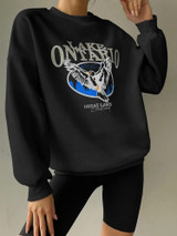 Fifth Avenue DIFT306 Lake Ontario Printed Sweatshirt - Black