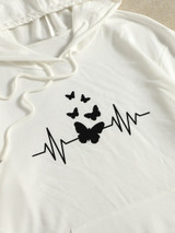 Fifth Avenue DIFT308 Butterfly Print Hoodie - White