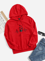 Fifth Avenue DIFT308 Butterfly Print Hoodie - Maroon