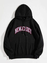 Fifth Avenue DIFT309 New Jersey Print Hoodie - Black