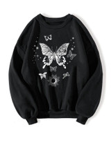 Fifth Avenue DIFT319 Butterfly Printed Sweatshirt - Black