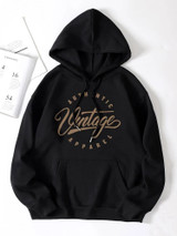 Fifth Avenue DIFT327 Vintage Print Hoodie - Black