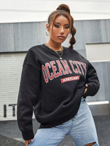 Fifth Avenue DIFT331 Ocean City Printed Sweatshirt - Black