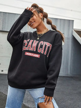 Fifth Avenue DIFT331 Ocean City Printed Sweatshirt - Black