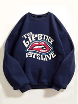 Fifth Avenue DIFT351 Lipstick Printed Sweatshirt - Navy Blue