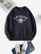 Fifth Avenue DIFT352 LN College Printed Sweatshirt - Navy Blue