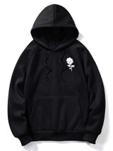 Fifth Avenue DIFT372 Flower Print Hoodie - Black