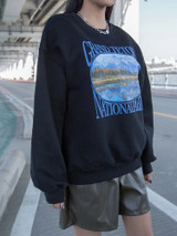 Fifth Avenue DIFT378 Grand Teton Printed Sweatshirt - Black