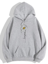 Fifth Avenue DIFT405 Flower Print Hoodie - Grey