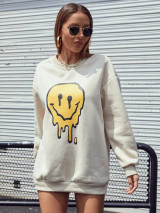 Fifth Avenue DIFT412 Smile Printed Sweatshirt - Cream