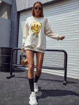 Fifth Avenue DIFT412 Smile Printed Sweatshirt - Cream