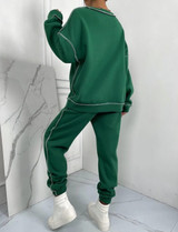 Fifth Avenue WTPS20 Contrast Stitch Detail Sweatshirt and Jogger Pants Set