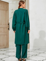 Fifth Avenue Women's Georgette Long Button Coat and Pants Set - FAWGTPS3