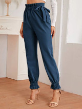 Fifth Avenue Women's Georgette Tie Detail Elastic Waist Pants FAWEWP1