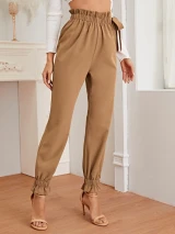 Fifth Avenue Women's Georgette Tie Detail Elastic Waist Pants FAWEWP3