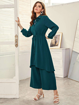 Fifth Avenue Women's Georgette Button Coat and Pants Set - FAWGTPS13