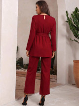 Fifth Avenue Women's Georgette Peplum Top and Pants Set - FAWGTPS20