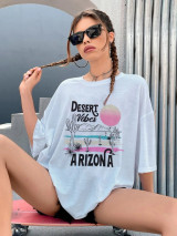 Fifth Avenue DIFT462 Oversized Arizona Printed T-Shirt - White