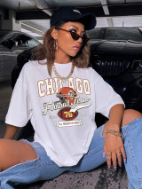 Fifth Avenue DIFT469 Oversized Chicago Printed T-Shirt - White