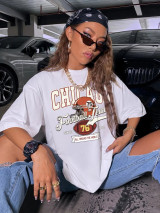 Fifth Avenue DIFT469 Oversized Chicago Printed T-Shirt - White