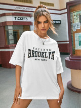 Fifth Avenue DIFT476 Oversized Brooklyn Printed T-Shirt - White