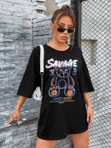 Fifth Avenue DIFT481 Oversized Savage Printed T-Shirt - Black