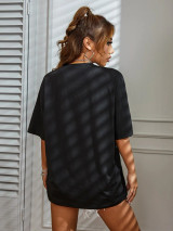 Fifth Avenue DIFT493 Oversized Number Printed T-Shirt - Black