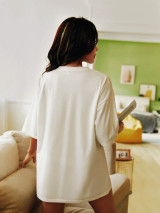 Fifth Avenue DIFT496 Oversized Figure Printed T-Shirt - White