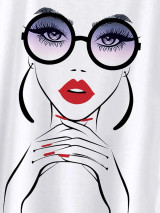 Fifth Avenue Women's Dolman DIFT508 Printed T-Shirt - White